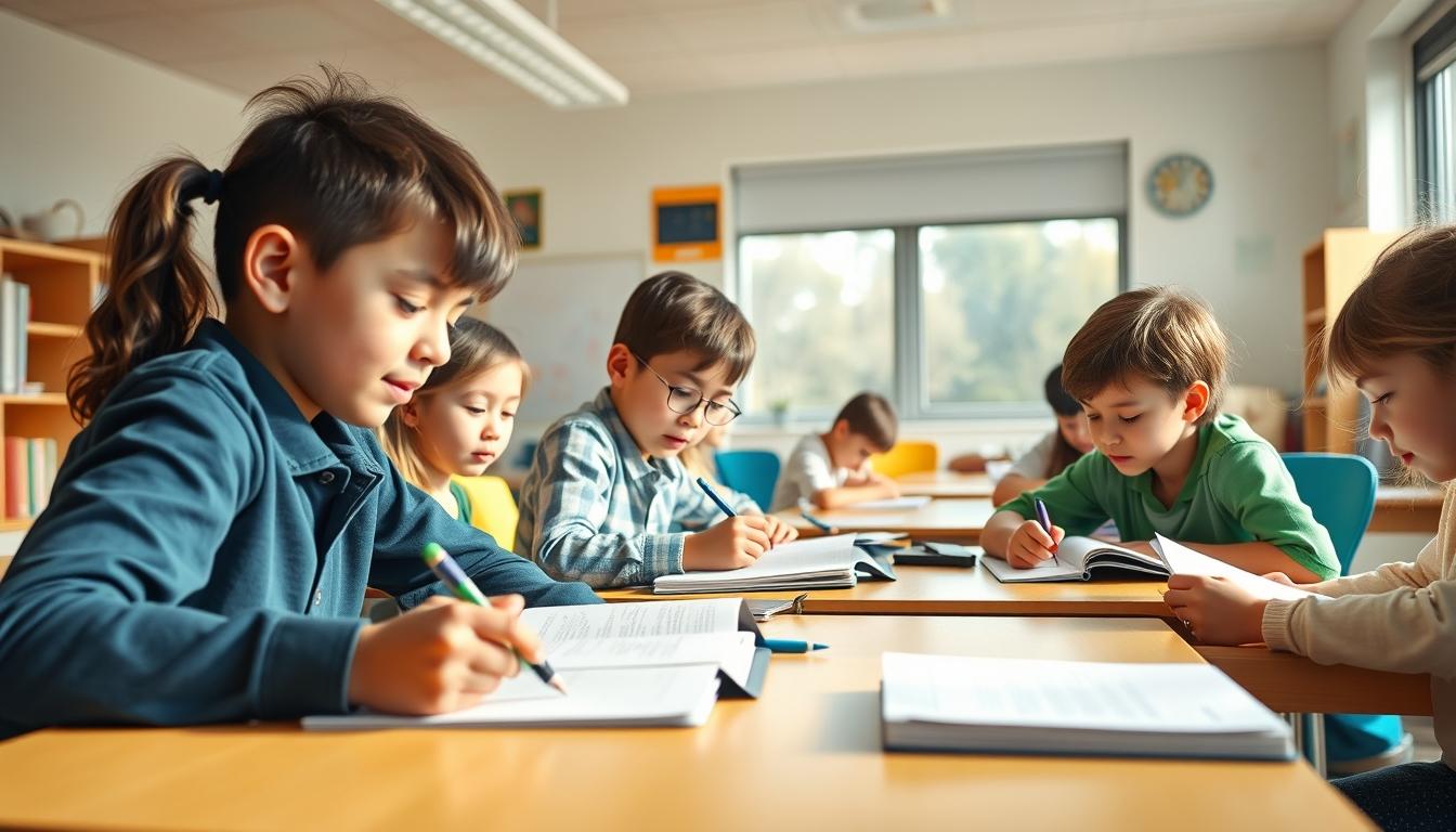 Student using a study guide to organize academic notes