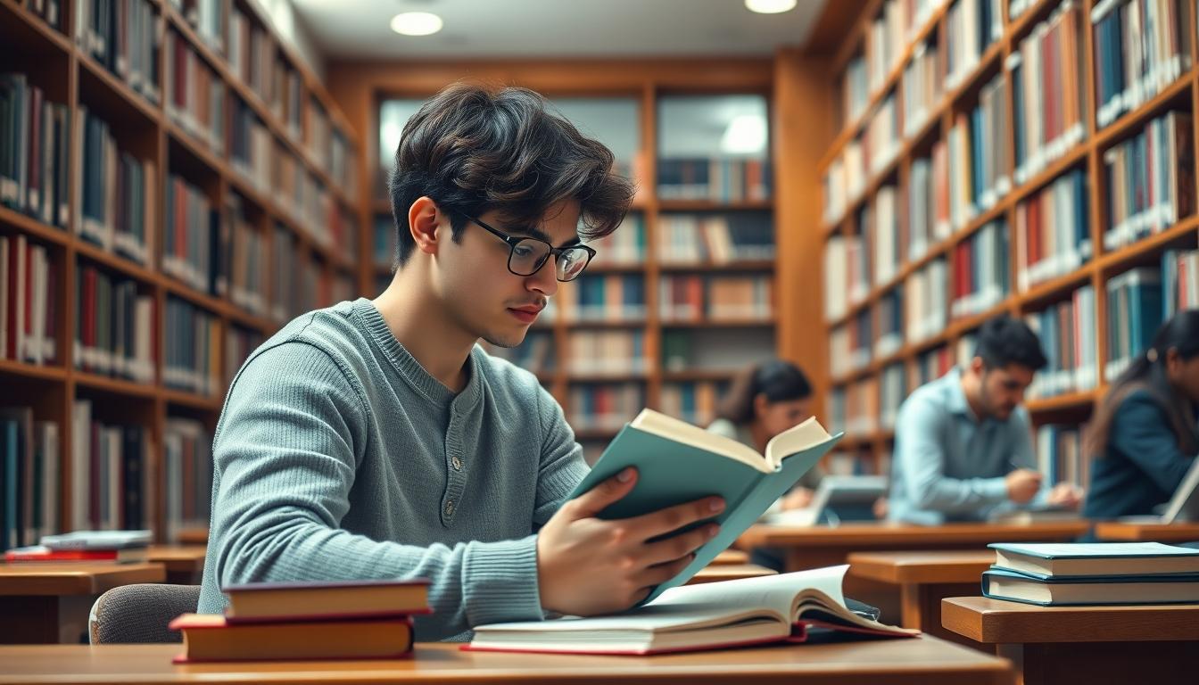 Student using learning strategies while studying